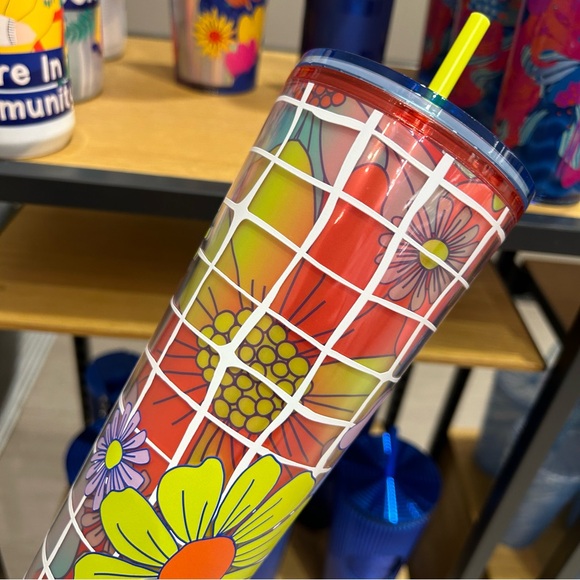 Starbucks Floral Stripped Cold Cup Insulated Iridescent Tumbler Venti 24oz New - Picture 12 of 16